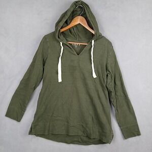 Loft Hoodie Womens Small Olive Green Cotton Side Slit Beach Worn Wear‎ Outdoor
